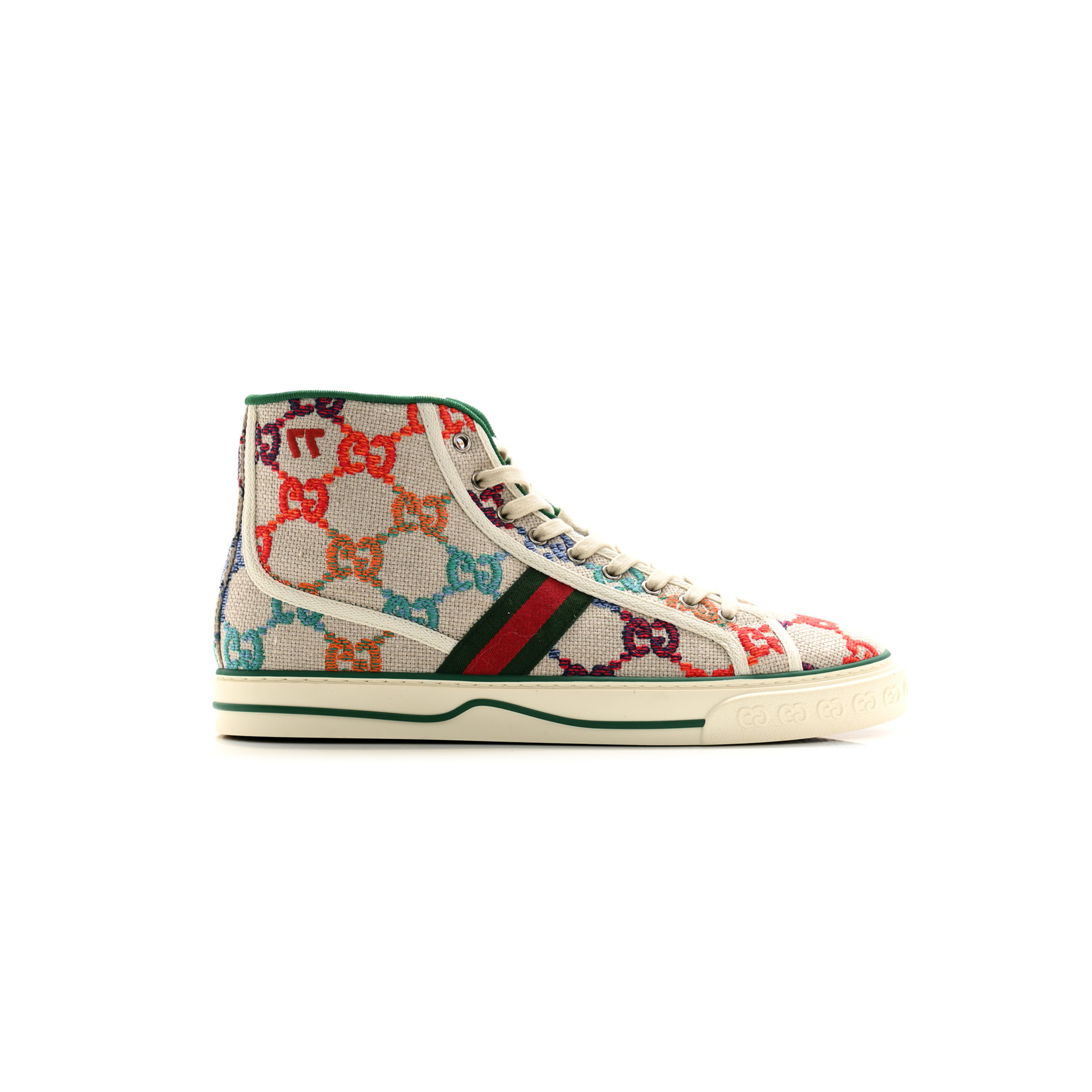 G*u*i linen psychedelic mini gg monogram mens 1977 tennis high top sneakers